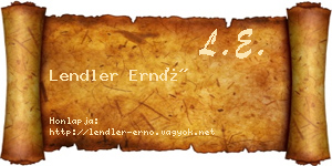 Lendler Ernő névjegykártya